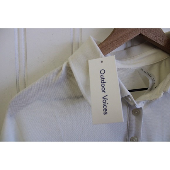 Outdoor Voices Birdie Cropped Polo shirt‎ size XXLarge XXL Milk stone off white - Picture 8 of 10